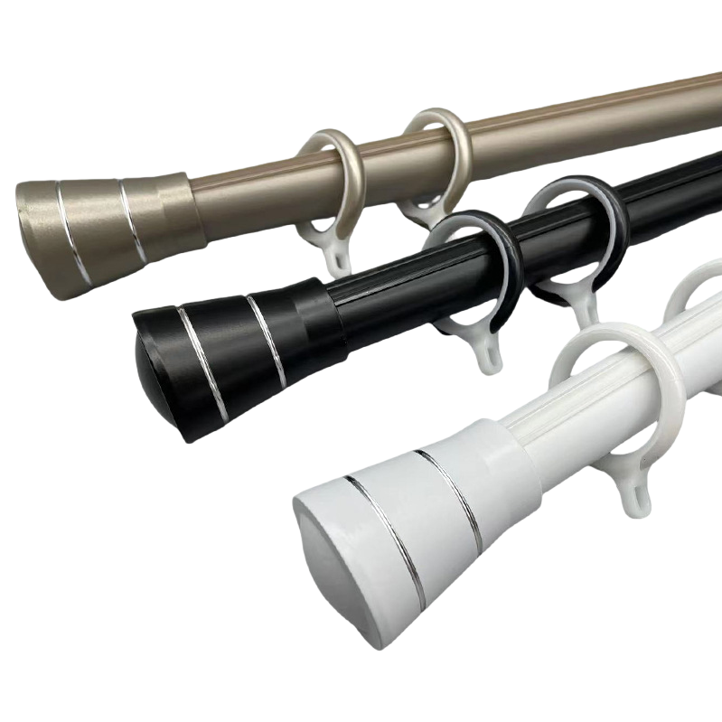 Three-color alloy Roman rod curtain rods with hook track decorative heads Item Picture