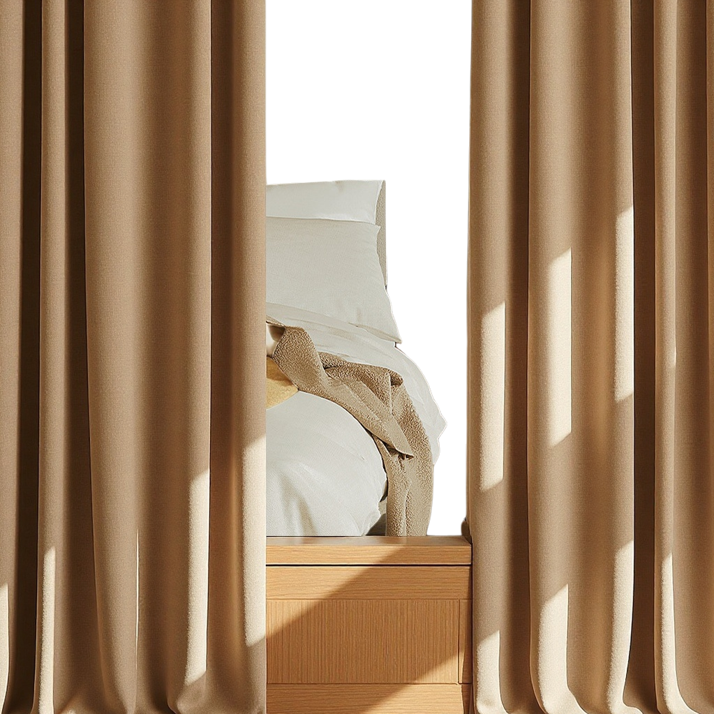 Beige curtain processing and customization with bed curtain set, warm bedroom blackout curtains Item Picture
