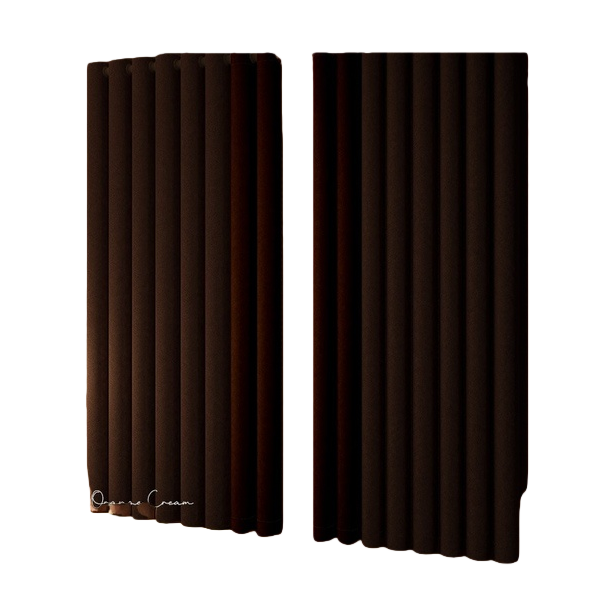 Dark brown vertical striped semi-transparent linen finished curtains, bath curtain sets, automatic curtains Item Picture