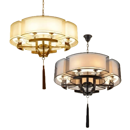 LED e-sports atmosphere magnetic light box, beige and black double lampshades, lotus artificial flower decorative pendant lamp Item Picture