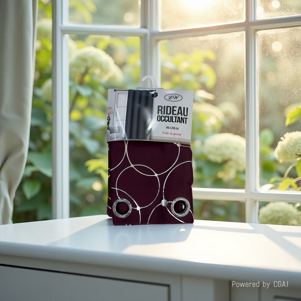 Deep purple silver ring blackout finished curtain semi-transparent linen bath curtain set RIDEAU OCCULTANT Application Scenario
