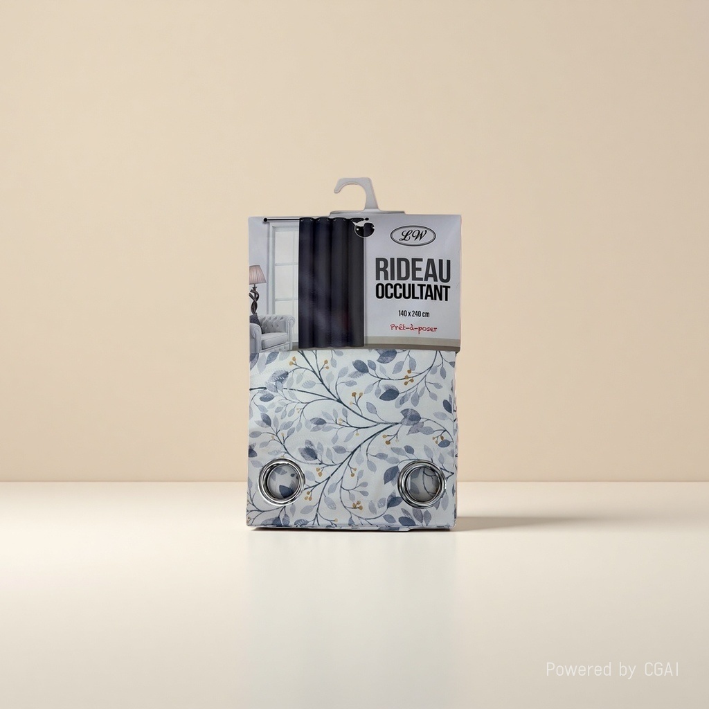 Blue-gray leaf-patterned blackout curtain home textile and home decoration packaging box Application Scenario