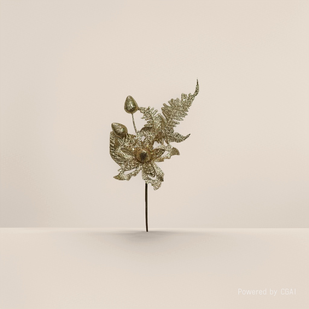 金色闪粉圣诞花仿真花装饰圣诞节庆装饰