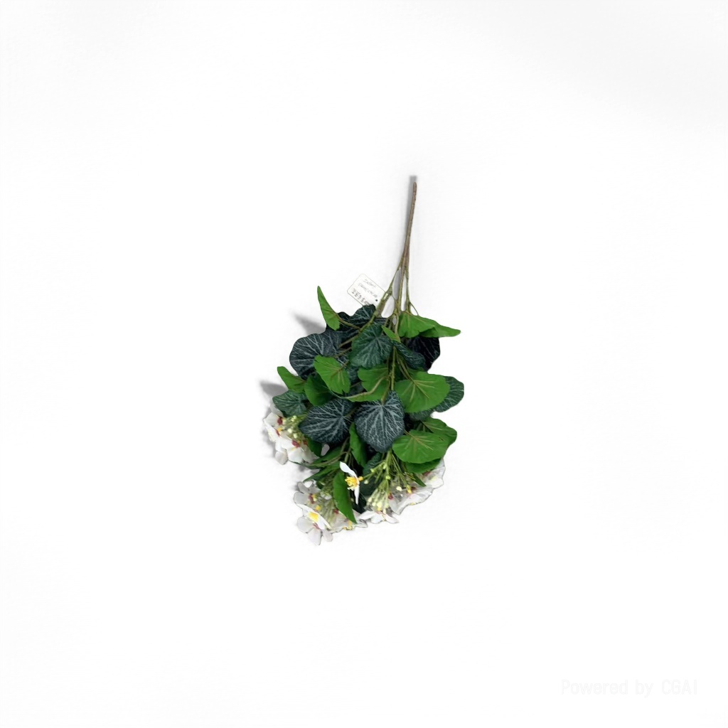 White artificial plastic bouquet with green leaf foam artificial lanterns details Picture