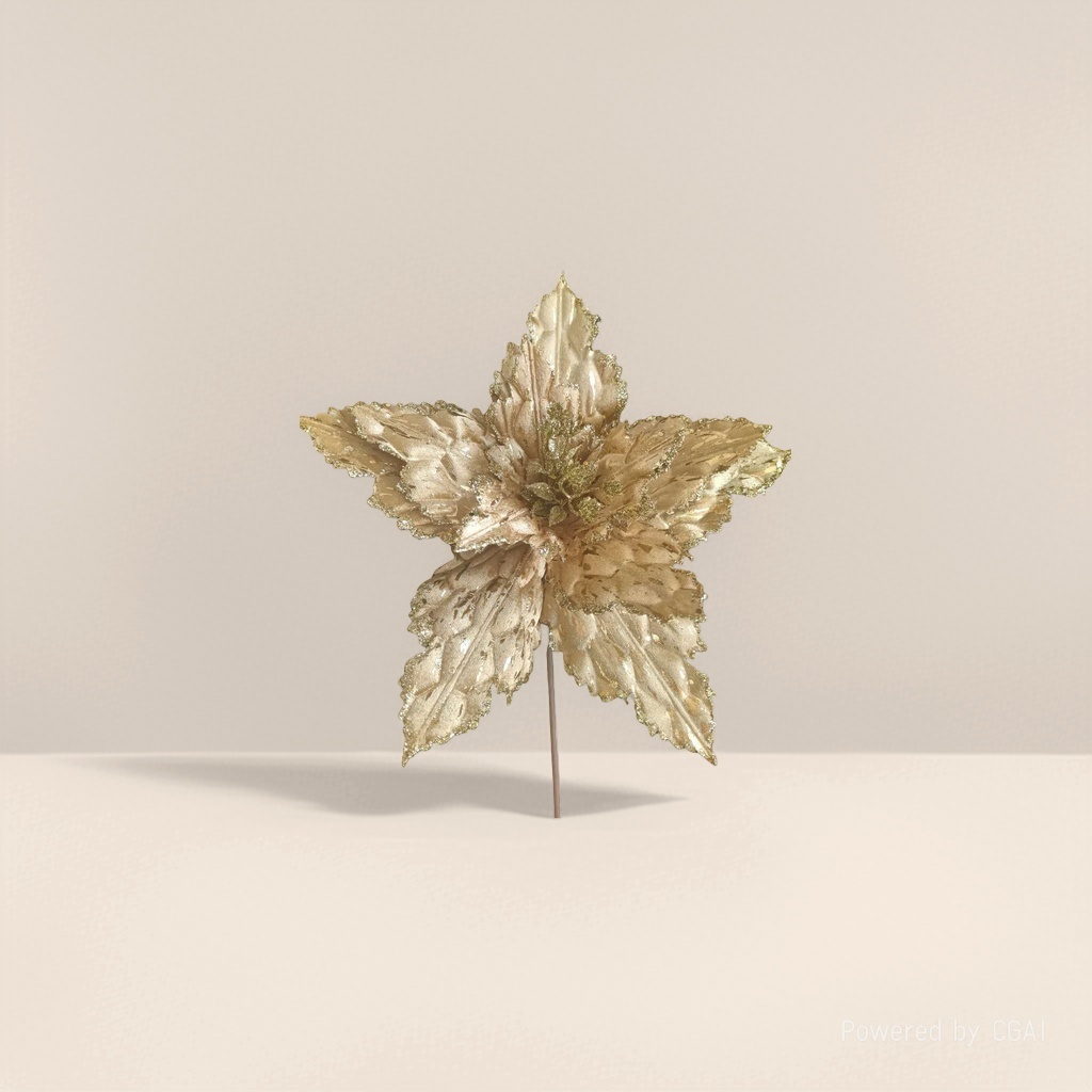 Gold foil flower, golden glittering artificial flower, Christmas flower, Christmas tree decoration flower Application Scenario