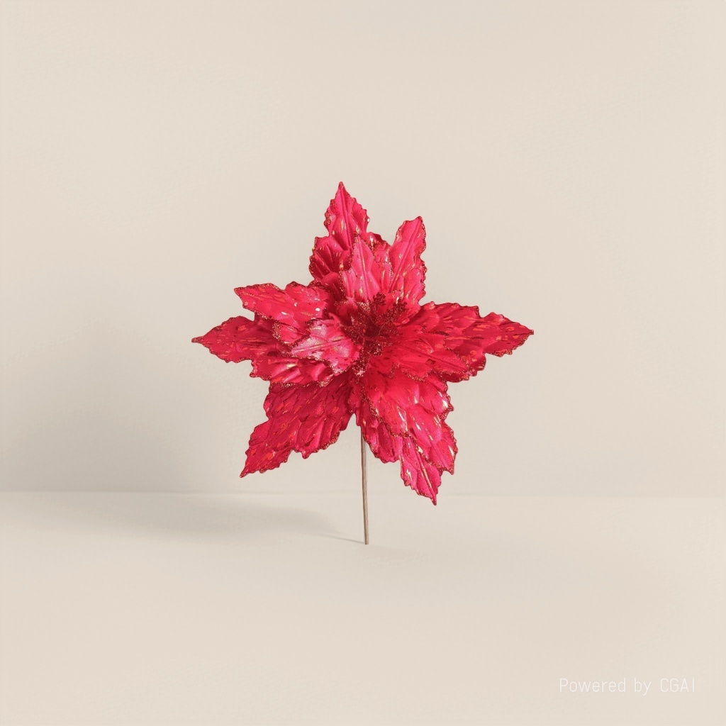 Red sequined simulated flower Christmas decoration flower Christmas scene arrangement details Picture