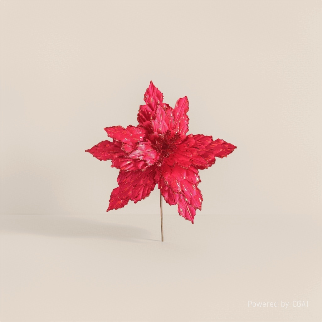 Red sequined simulated flower Christmas decoration flower Christmas scene arrangement Specification image