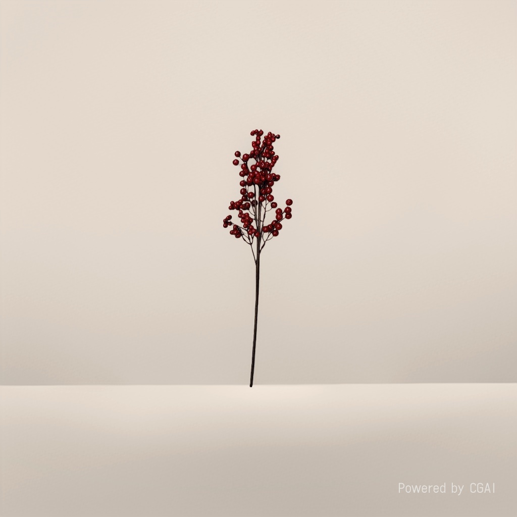 Simulated red berry branch fruit model fruit shell DIY material Christmas red fruit details Picture