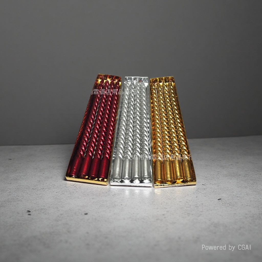 Red, silver and gold spiral electronic candles, decorative vase, ambient lamp, Buddha's ever-burning lamp details Picture
