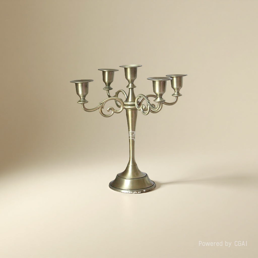 Golden five-headed candlestick bar decorative item, Egyptian sailboat doll license plate frame Application Scenario