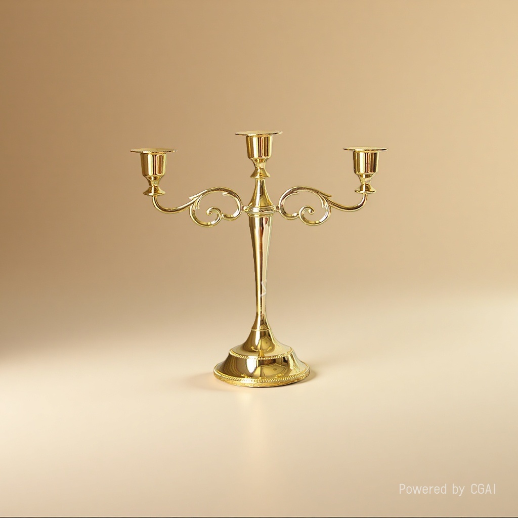 Golden three-headed crystal bamboo tube candlestick utensils, candlestick stands, ornaments, props, plastic candle cups Application Scenario