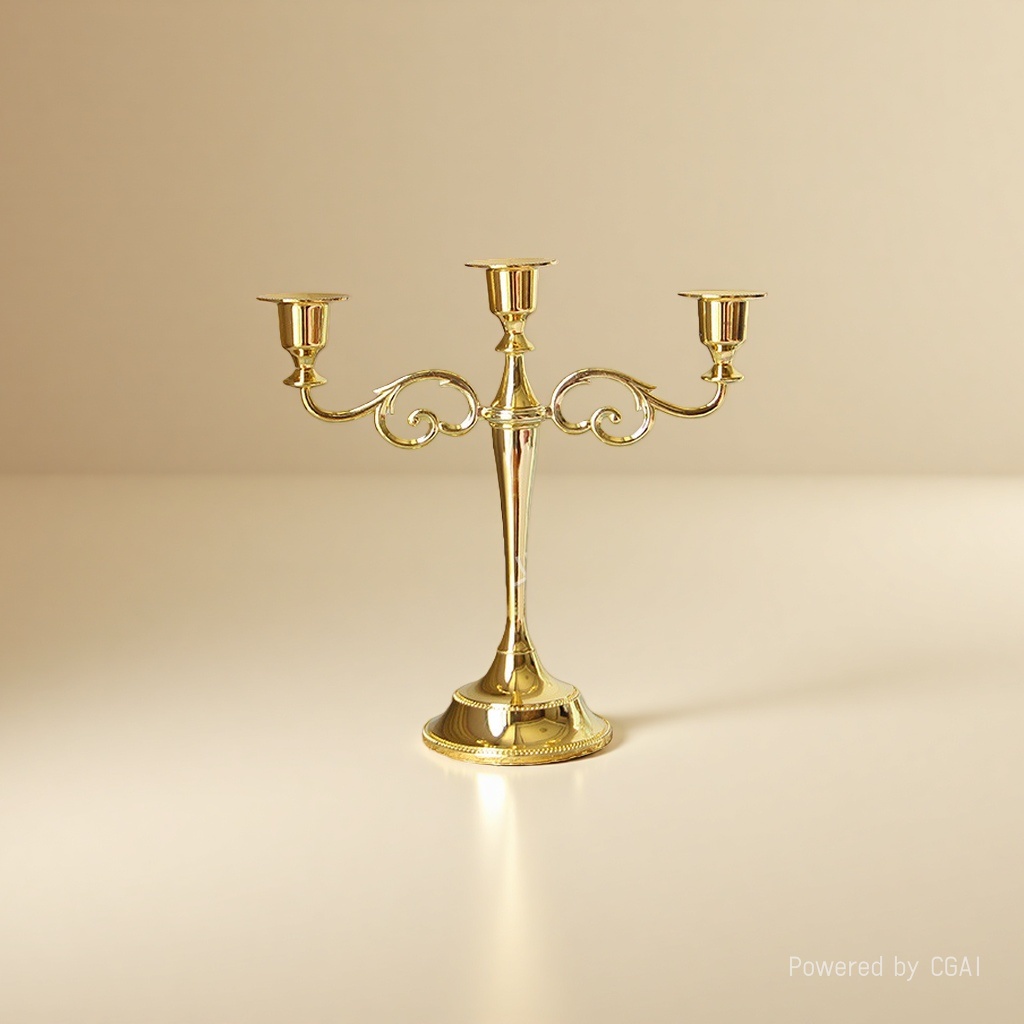 Golden three-headed crystal bamboo tube candlestick utensils, candlestick stands, ornaments, props, plastic candle cups Specification image