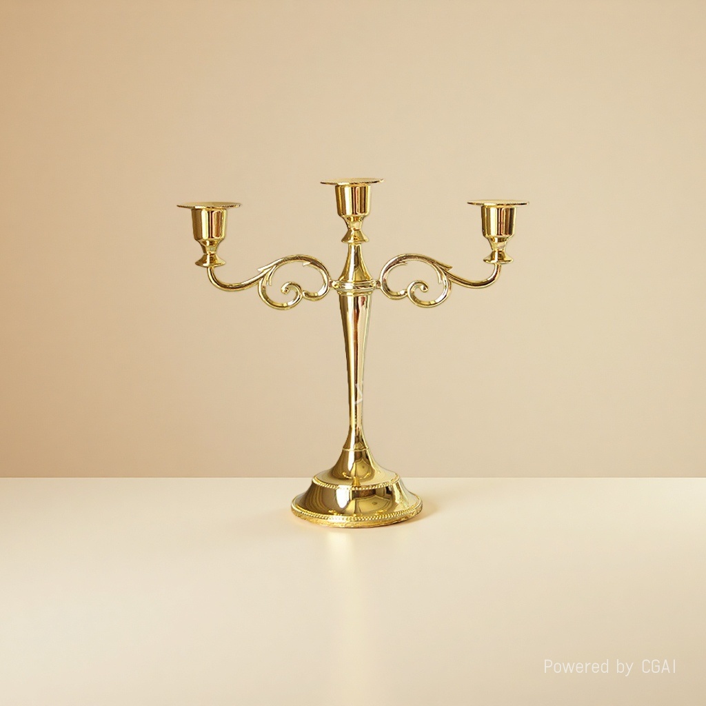 Three golden candlesticks, candle utensils, plastic candle cups, bamboo tubes, crystal ornaments and props Specification image