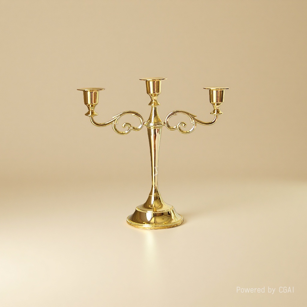 Three golden candlesticks, candle utensils, plastic candle cups, bamboo tubes, crystal ornaments and props Application Scenario