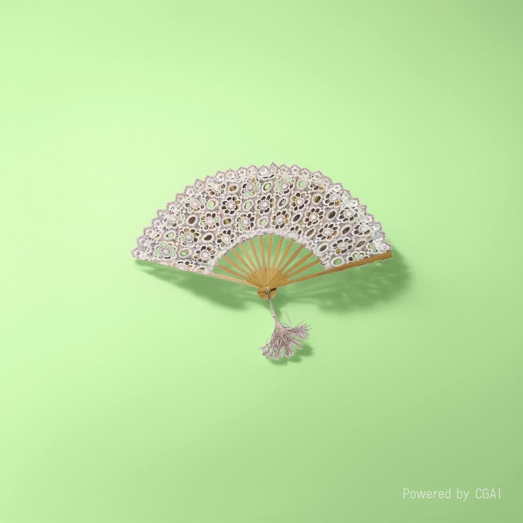 白色蕾丝工艺扇 高档手工折扇 花布团扇 折叠广告扇