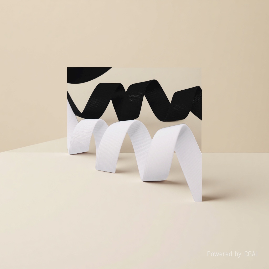 Black and white fringed elastic band with flat and wide elastic bands as accessories Specification image