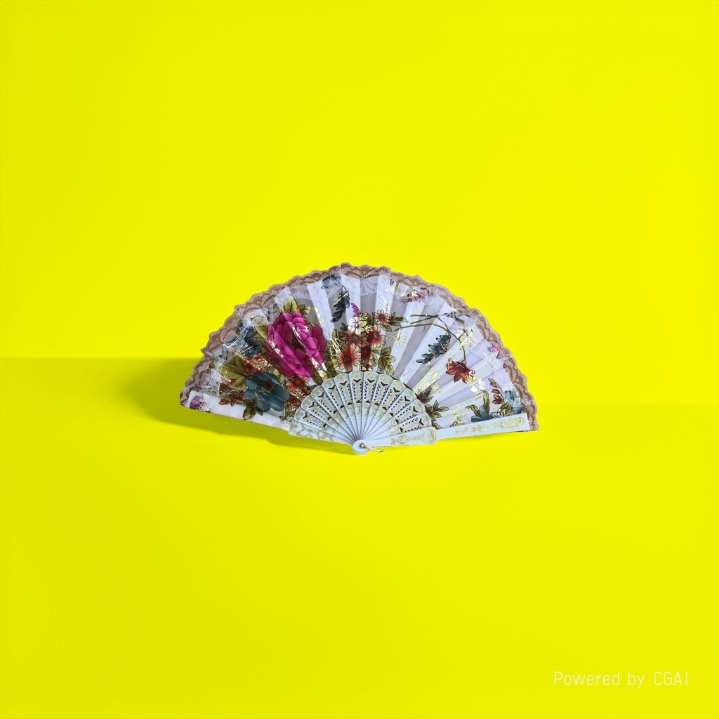 白色蕾丝花扇 工艺折扇 高档手工团扇 花布折叠广告扇