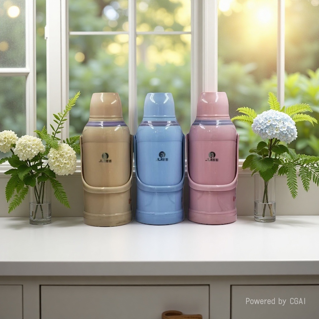 Beige, blue, pink insulated kettle, insulated bucket, pot, three-piece set, thermos, insulated bag, stainless steel kitchenware Specification image