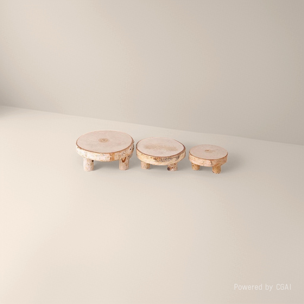 Three-piece set of wooden exhibition stand decoration and wooden handicraft ornaments