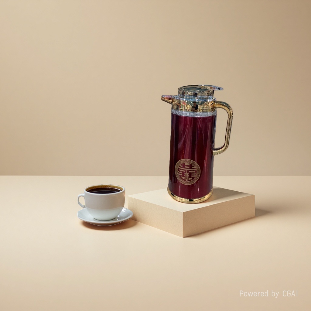 Double Happiness wine red stainless steel electric kettle for heat preservation, Kettle for hot water details Picture
