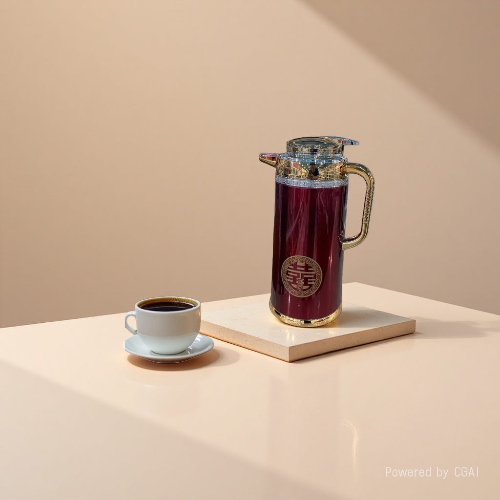 Double Happiness wine red stainless steel electric kettle for heat preservation, Kettle for hot water Specification image