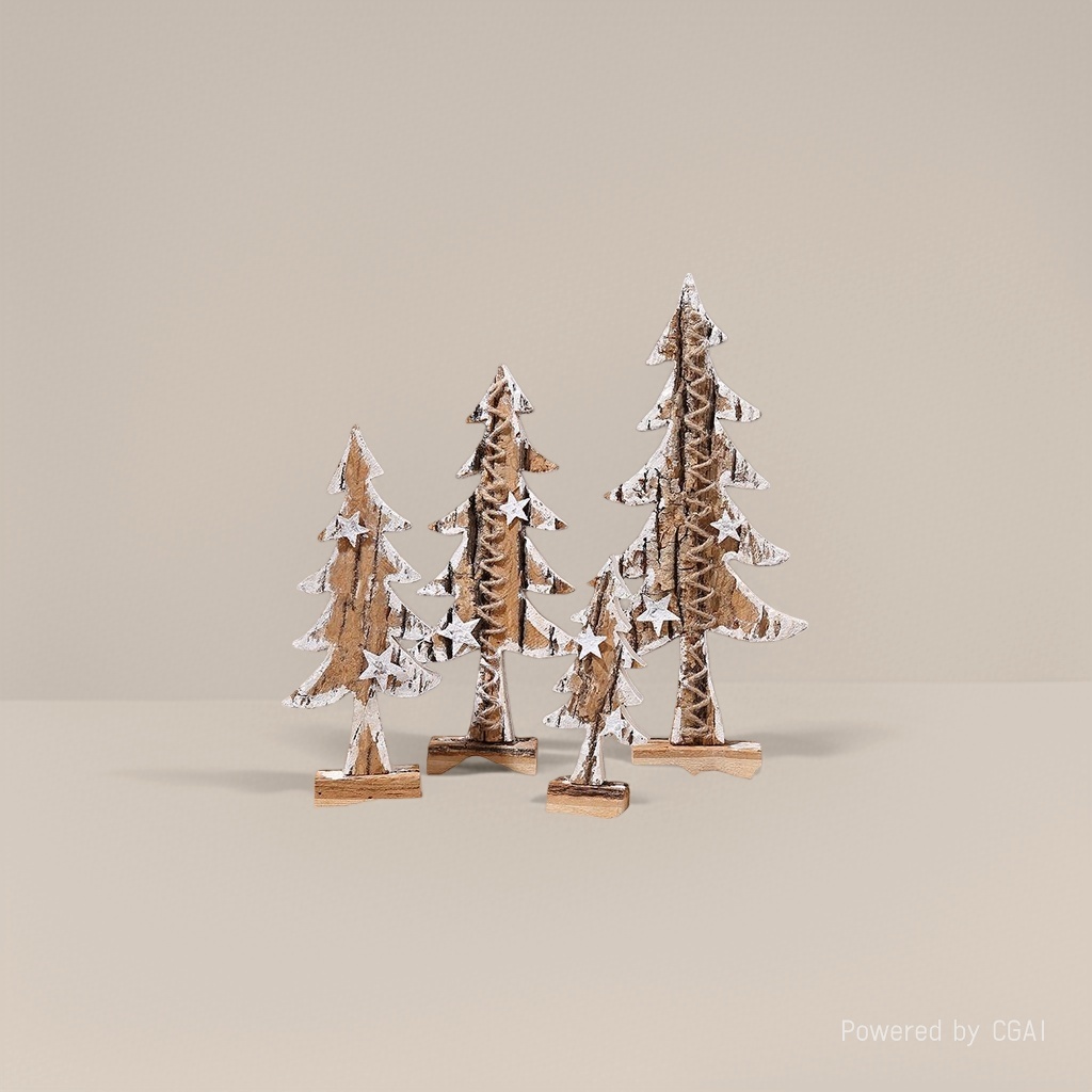 Wooden Christmas tree decorations and ornaments, Christmas scene arrangements, Christmas decorative items