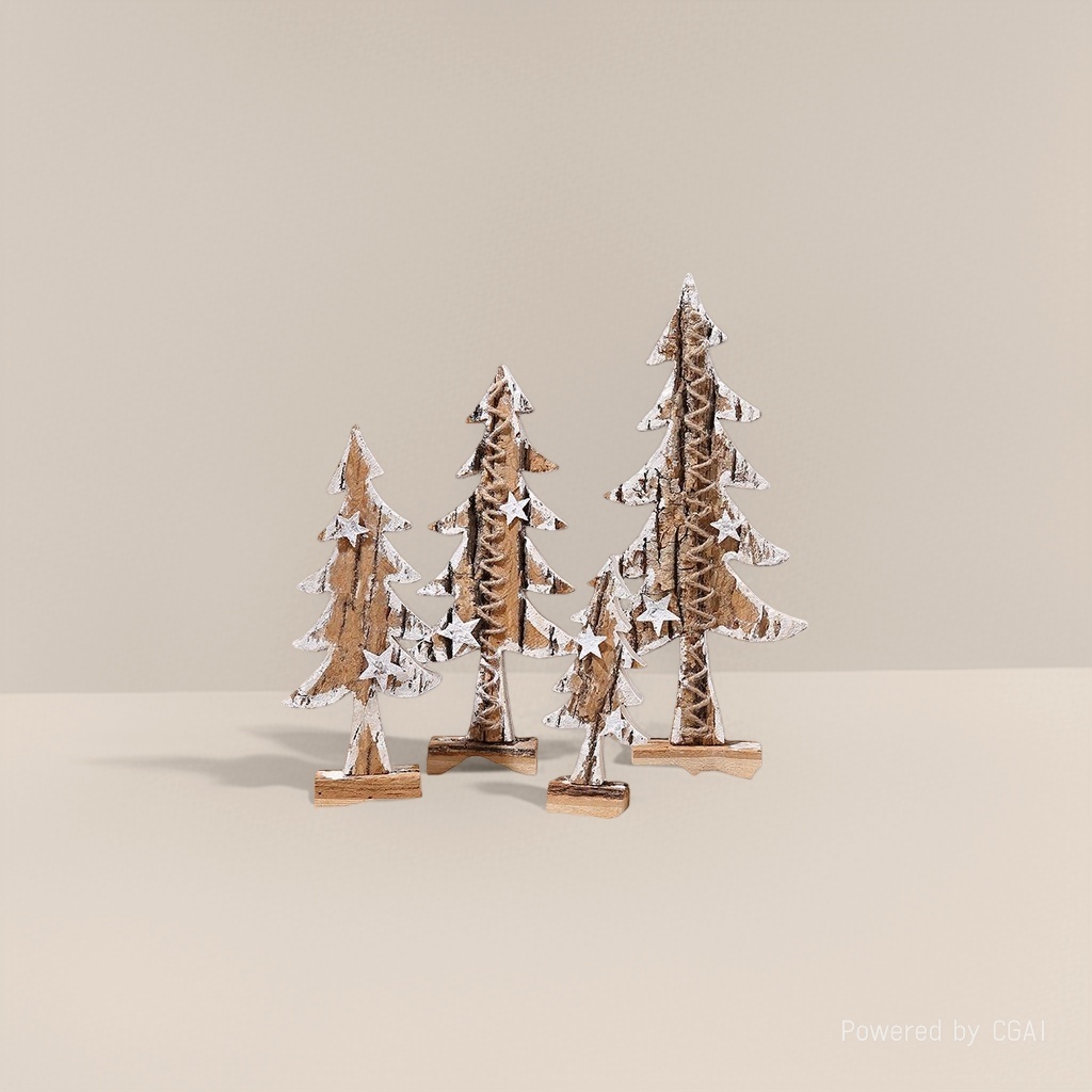 Wooden Christmas tree decorations and ornaments, Christmas scene arrangements, Christmas decorative items details Picture