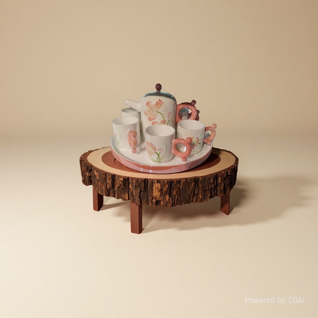 Set de té de cerámica en relieve floral rosa porcelana blanca sebo jade tetera con tazas de cerámica