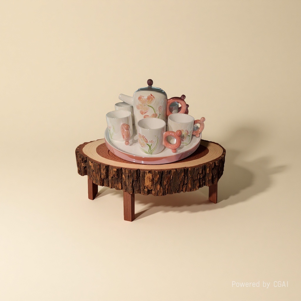 Set de té de cerámica en relieve floral rosa porcelana blanca sebo jade tetera con tazas de cerámica Specification image