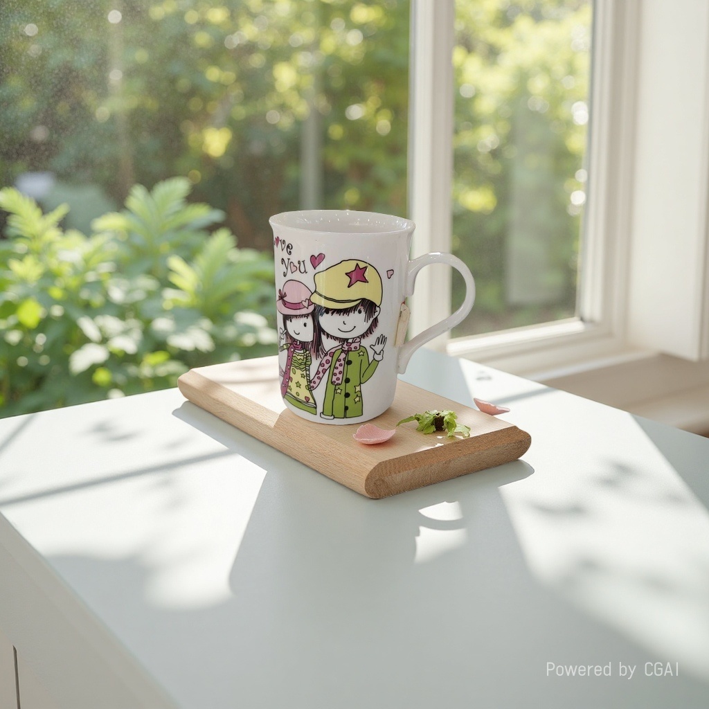 White ceramic cartoon couple mugs, large Jian Zhan relief tea cups, jadeite white porcelain teapot set details Picture