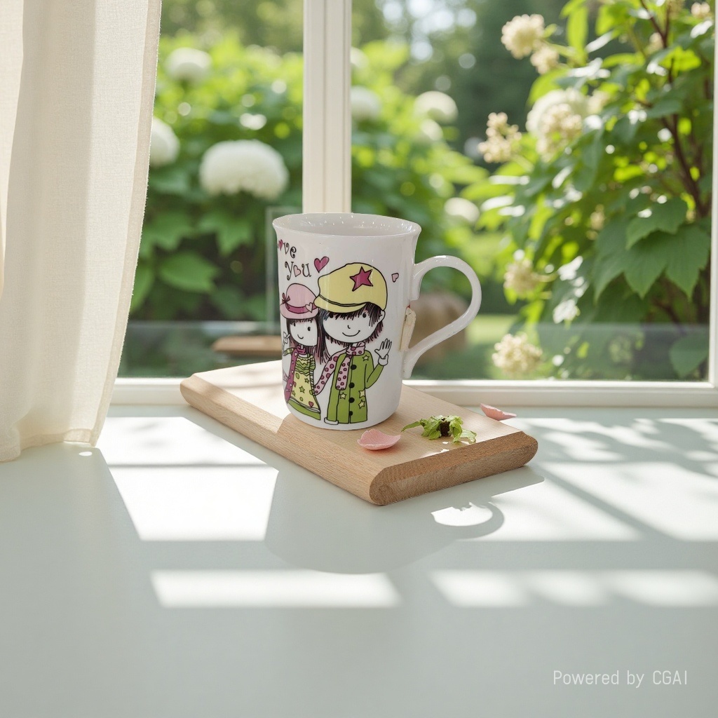 White ceramic cartoon couple mugs, large Jian Zhan relief tea cups, jadeite white porcelain teapot set