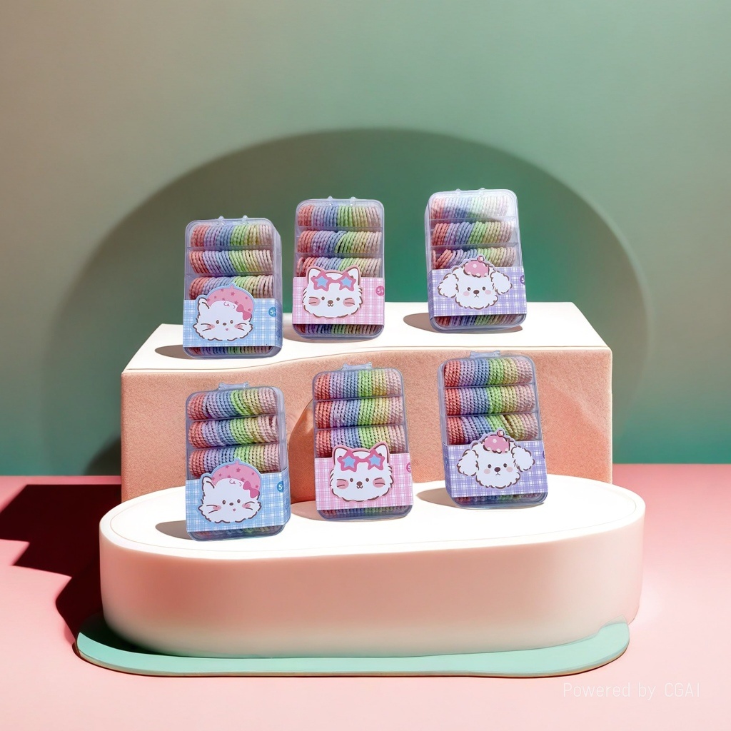 Rainbow-colored large intestine hair ring accessory hair ring details Picture