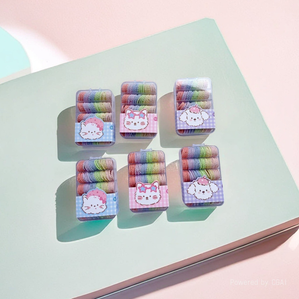 Rainbow-colored large intestine hair ring accessory hair ring Specification image