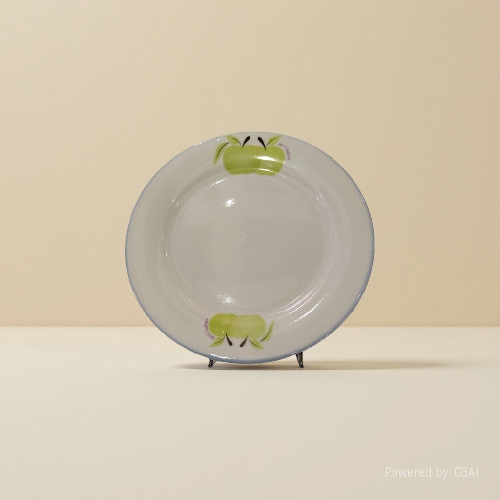 白色带绿苹果图案陶瓷碗 316L不锈钢锅碗瓢盆泡面碗木碗