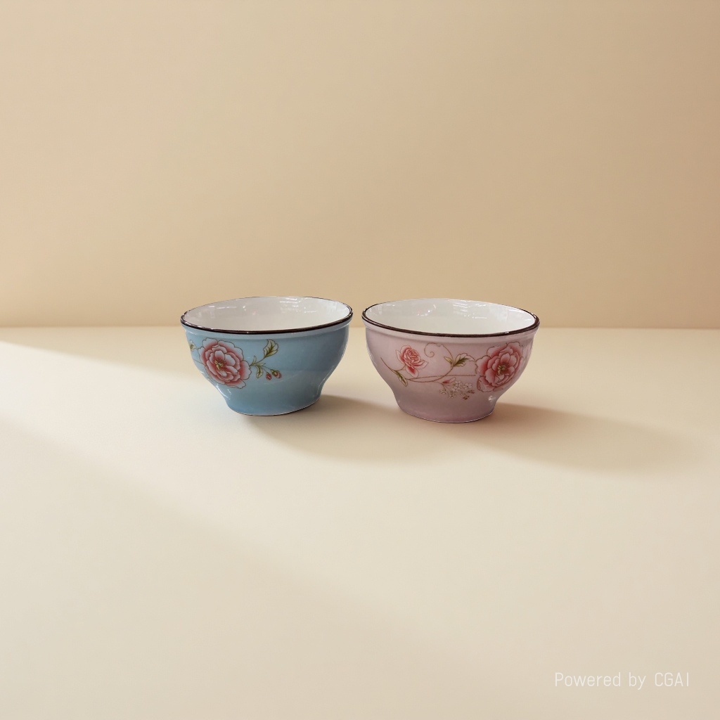 蓝色粉色花卉陶瓷茶杯 白瓷羊脂玉茶壶 大号建盏浮雕水杯