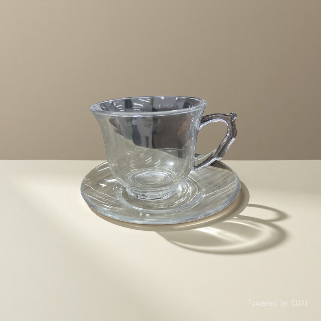 透明玻璃茶杯配杯托 白瓷羊脂玉茶壶 大号建盏浮雕陶瓷水杯