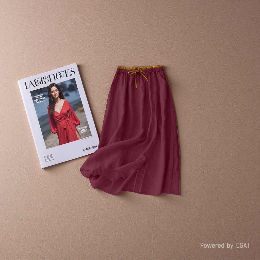 The new cotton and linen mid-length women's skirt is loose and retro. It is a mid-length high-waisted linen long skirt with an artistic and casual style