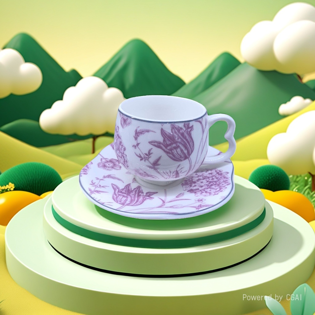 Purple floral-patterned white porcelain jadeite tea cup with a large relief ceramic Jian zhan water cup details Picture