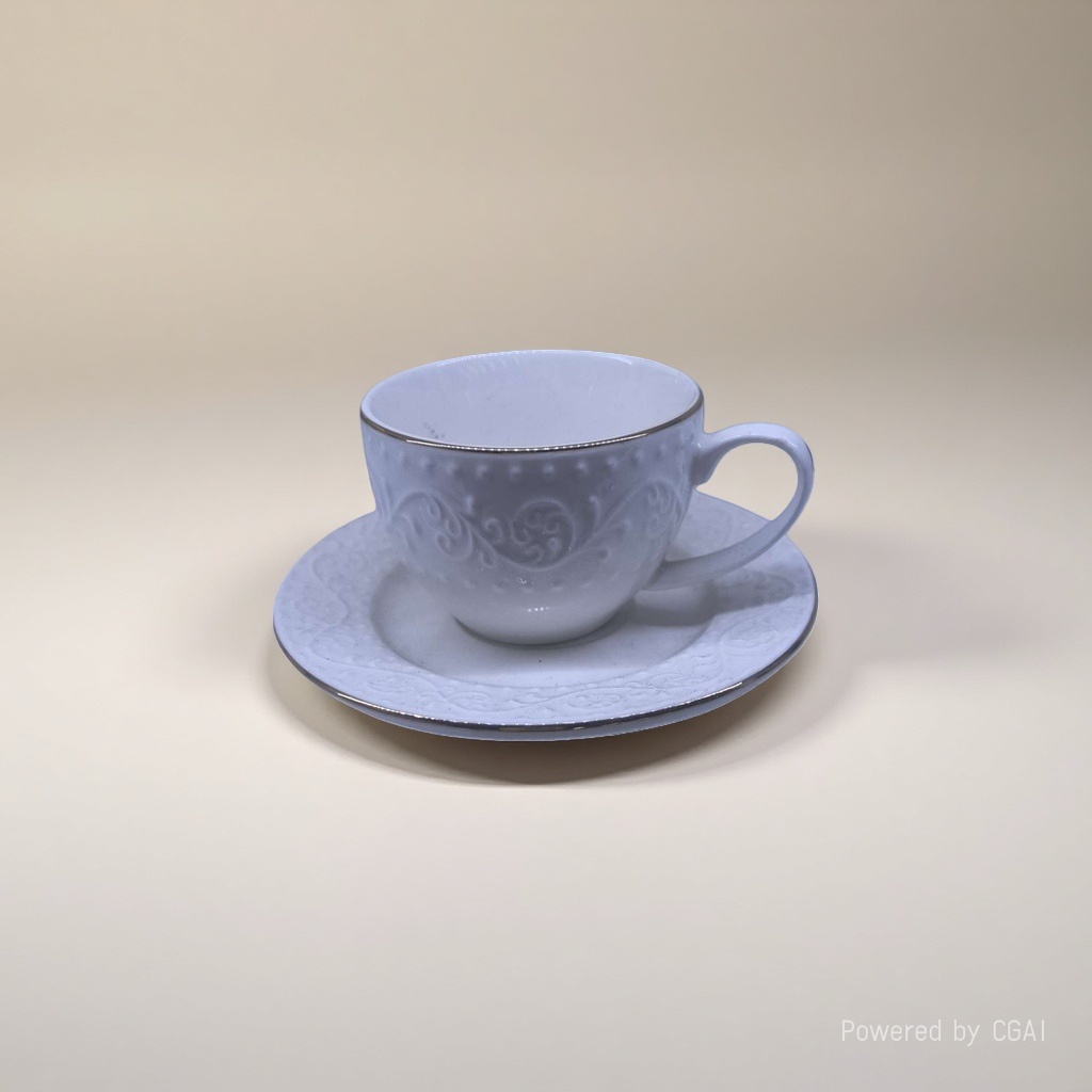 White carved and relief ceramic cup with plate, hand-molded flower craft ceramic vase Application Scenario