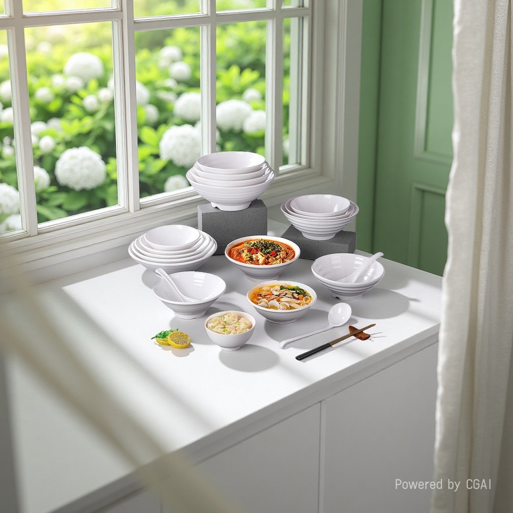 White ramen bowl, hotel supplies tableware, ceramic large-capacity bowl Application Scenario