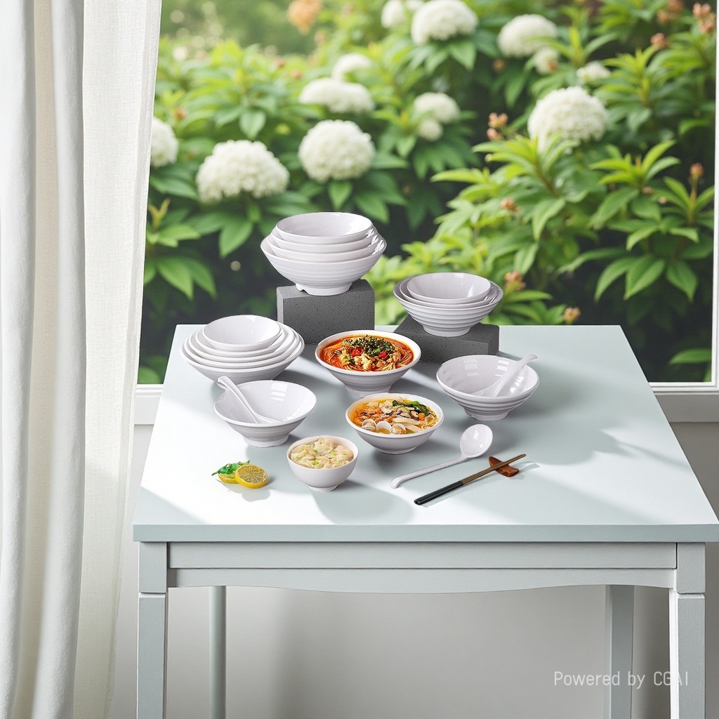 White ramen bowl, hotel supplies tableware, ceramic large-capacity bowl