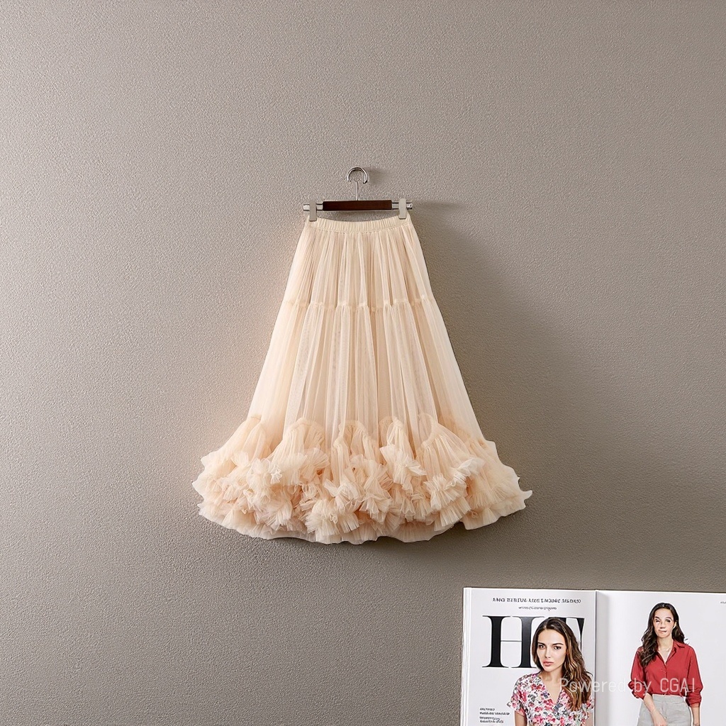 Otoño heavy industrial agarre borde patchwork gran falda puffy con cintura alta una línea hada temperamento pastel falda de malla de medio cuerpo 101512050 Specification image