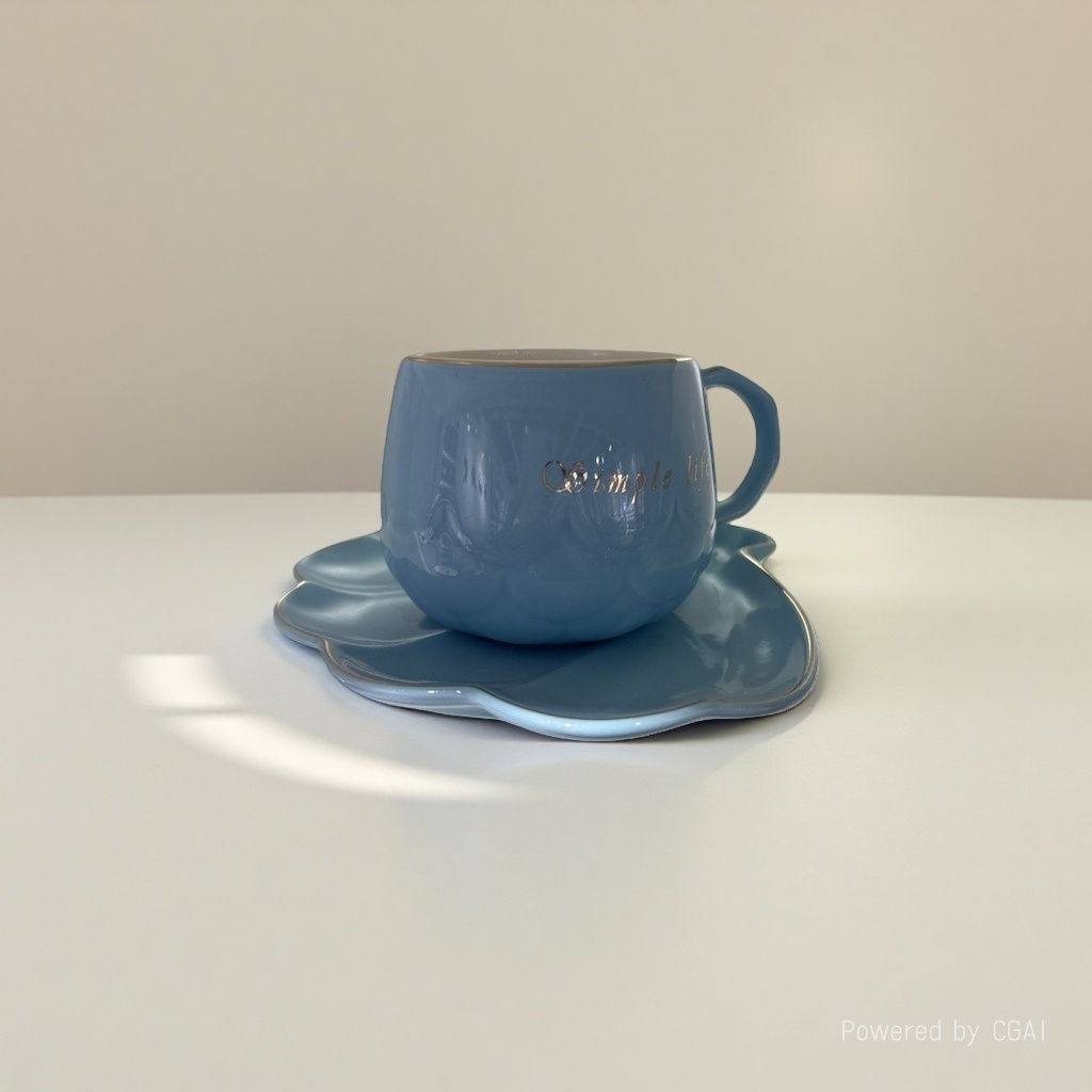 蓝色浮雕骨瓷餐具套装含杯碟 陶瓷餐具礼盒装