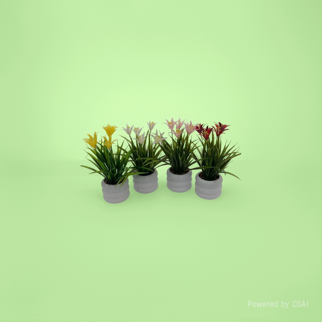 Artificial flower gift box: Four colorful artificial lily potted plants, crocheted foam lilies, artificial flowers