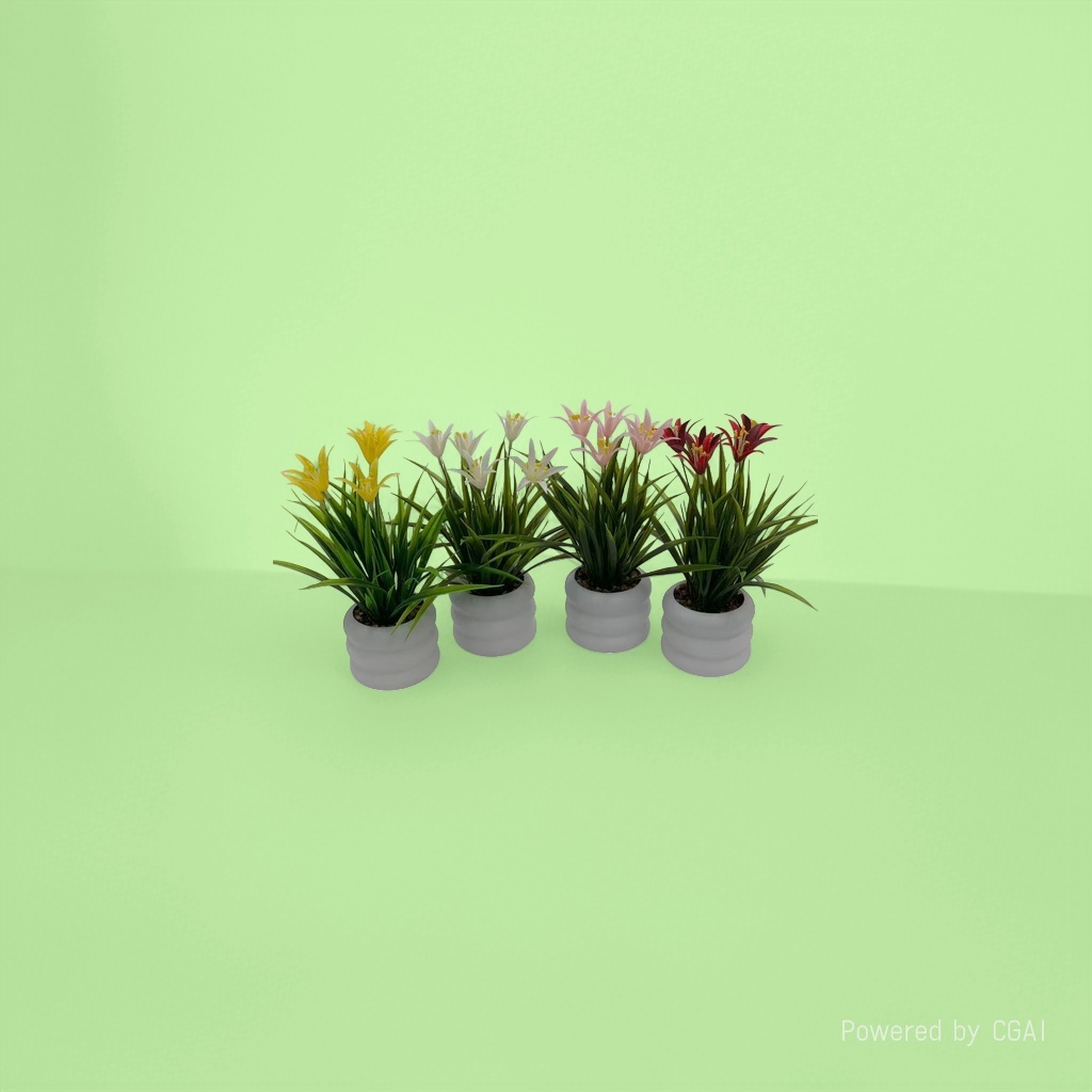 Artificial flower gift box: Four colorful artificial lily potted plants, crocheted foam lilies, artificial flowers Application Scenario