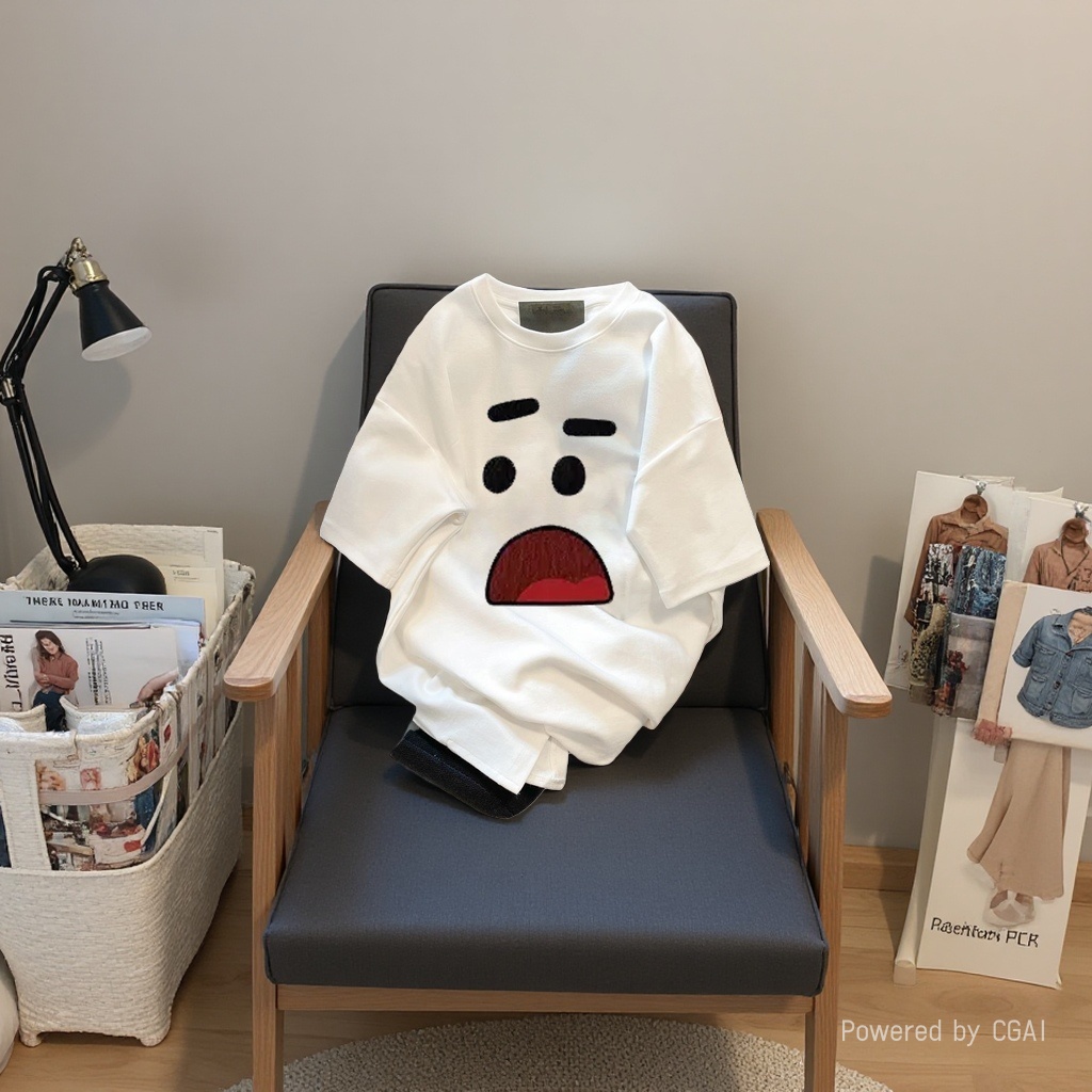 2026 Best-selling cartoon short T-shirts for men and women with a sense of national trend design and printed couple summer loose top T-shirts for women 105303703 Specification image