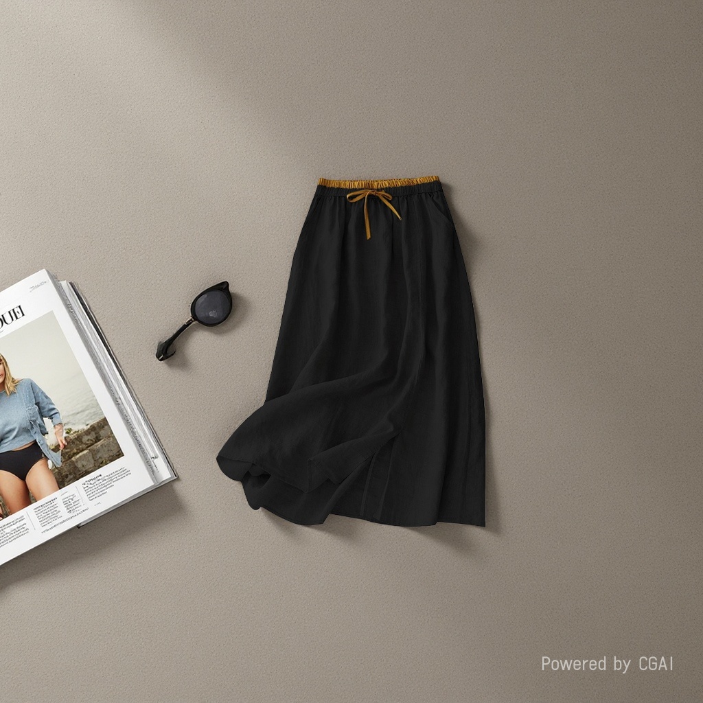 The new cotton and linen mid-length women's skirt is loose and retro. It is a mid-length high-waisted linen long skirt with an artistic and casual style Application Scenario