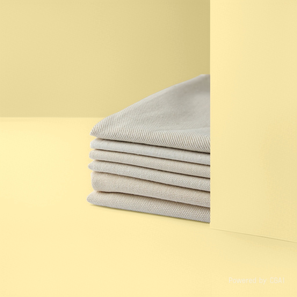VIVICN beige fabric stacked home textiles, pure cotton gauze, imitation linen, coarse linen, wired taslon details Picture