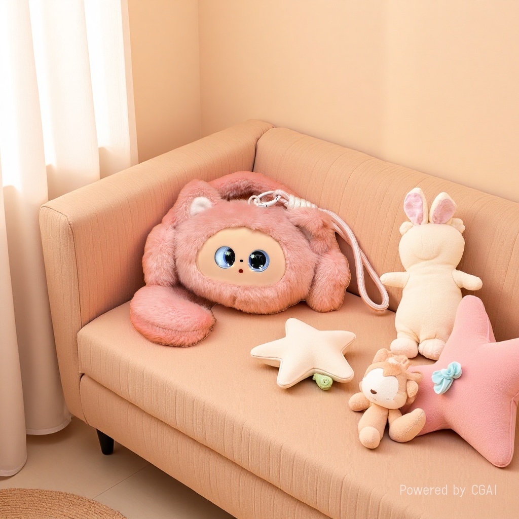 Cute pink plush toy dolls, AI dolls, adorable throw pillows for home decoration