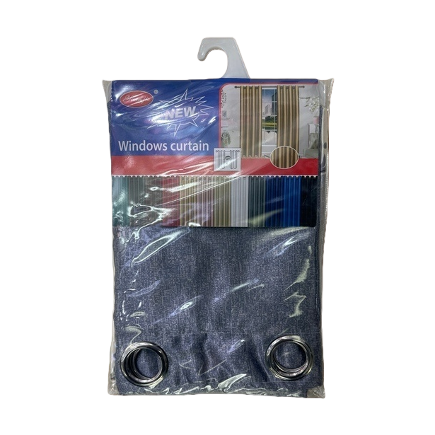 Blue semi-transparent linen finished curtains, bath curtain sets, automatic curtains, blue curtain packaging Item Picture
